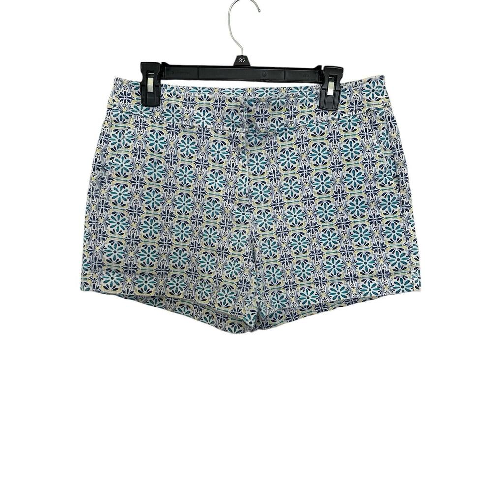 Juniper + Lime Blue Floral Cotton Womens Chino Cuffed Shorts Size 10